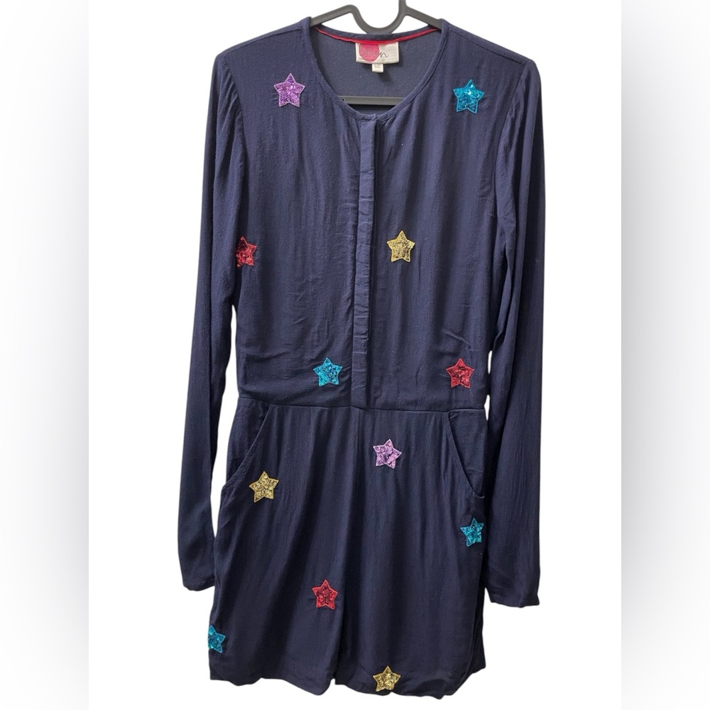 Mini Boden Navy Sequin Star Romper